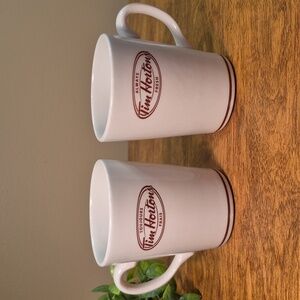 TIM HORTONS Steelite Diner Style Biligual 'Always Fresh' Coffee Mugs Set of 2